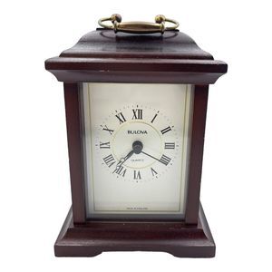 Bulova Carriage Shelf Clock Quartz Dark Cherry Look Wood with Brass Handle PARTS